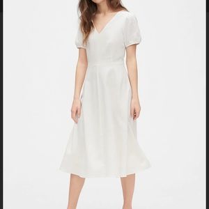 Gap v neck puff sleeve midi dress 0